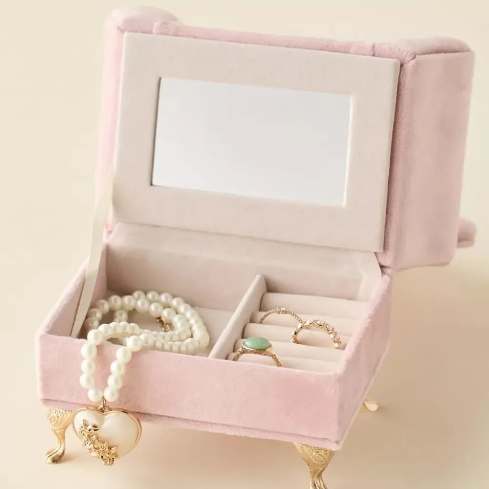 New Velvet Pink Arm Chair Jewelry Box